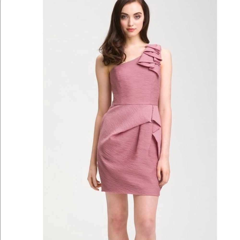 BCBGMAXAZRIA Pink Audrey One-shoulder Cocktail Dress